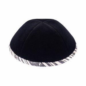 iKippah Black Velvet with Black and White Rim Size 2