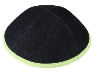 iKippah Black Denim with Neon Green Mesh Rim Size 2