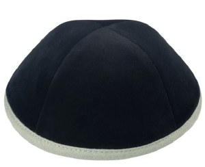 iKippah Black Velvet with Sage Rim Size 4