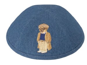 iKippah Denim with Grandpa Bear Applique Size 5