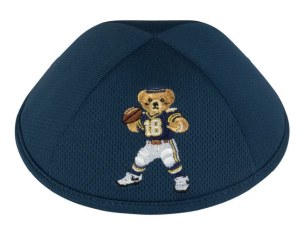 iKippah Blue Mesh with Dov Bear Football Applique Size 3
