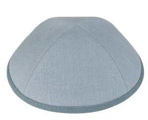 iKippah Powder Blue Linen with Blue Gray Rim Size 3