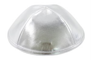 iKippah Shiny Silver Faux Leather Size 2