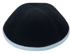 iKippah Black Velvet with Light Blue Rim Size 2