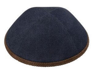 iKippah Navy Denim with Brown Corduroy Rim Size 4