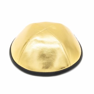 iKippah Gold Leather with Black Rim Size 18cm