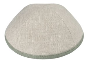 iKippah Tan Linen with Sage Rim Size 2