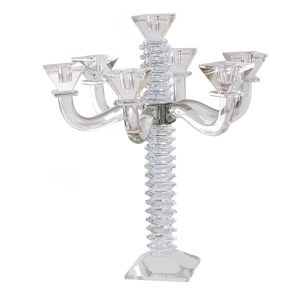 Crystal Candelabra 7 Branch Stacked Design Clear 17"