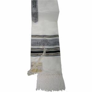 Tallis Paz Jerusalem Rayon Size 18 Black and Gold 18" x 72"