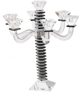 Crystal Candelabra 7 Branch Stacked Design Black 17"