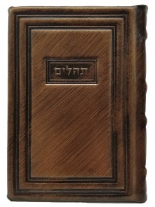 Tehillim Kaftor Antique Leather Hebrew Medium Size Border Design Bronze