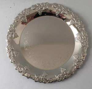 Kiddush Cup Tray Silver Plated Grape Design 6"