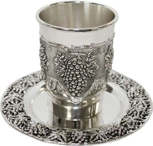 Nickel Plated Kiddush Cup With Plate #KC-CK22338N