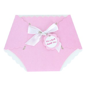 Card Baby Girl Pink Diaper with Bow Design