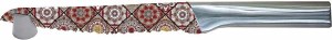 Challah Knife Stainless Steel with Red Mosaic Design