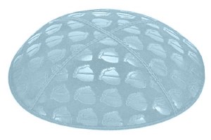 Light Blue Blind Embossed Kippah without Trim