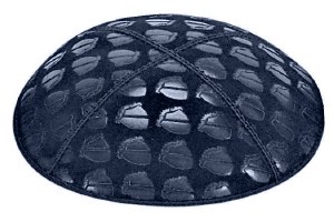 Navy Blind Embossed Kippah without Trim