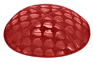 Red Blind Embossed Kippah without Trim