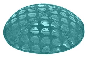Teal Blind Embossed Kippah without Trim