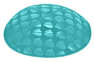 Turquoise Blind Embossed Kippah without Trim