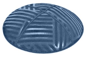 Denim Blind Embossed Angle Stripes Kippah without Trim