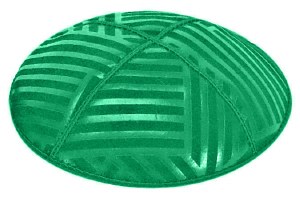 Emerald Blind Embossed Angle Stripes Kippah without Trim