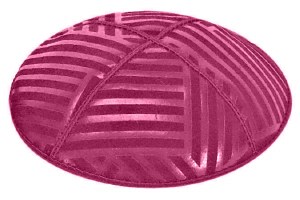Fuchsia Blind Embossed Angle Stripes Kippah without Trim