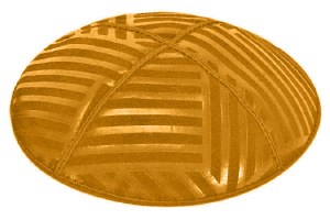 Gold Blind Embossed Angle Stripes Kippah without Trim