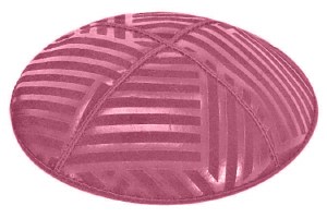 Hot Pink Blind Embossed Angle Stripes Kippah without Trim