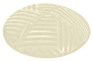 Ivory Blind Embossed Angle Stripes Kippah without Trim