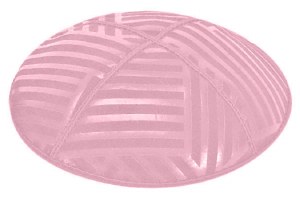 Light Pink Blind Embossed Angle Stripes Kippah without Trim