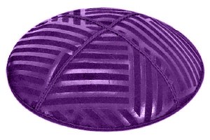 Purple Blind Embossed Angle Stripes Kippah without Trim