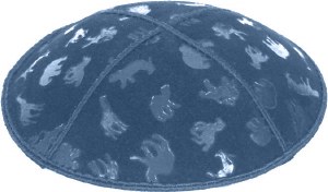 Denim Blind Embossed Animals Kippah without Trim