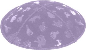 Lavender Blind Embossed Animals Kippah without Trim