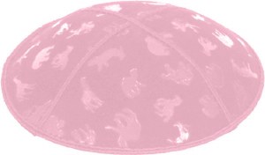 Light Pink Blind Embossed Animals Kippah without Trim