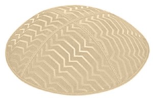 Beige Blind Embossed Kippah without Trim