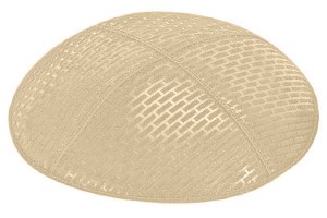 Beige Blind Embossed Brick Kippah without Trim