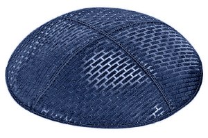 Dark Royal Blind Embossed Brick Kippah without Trim