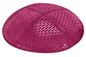 Fuchsia Blind Embossed Brick Kippah without Trim