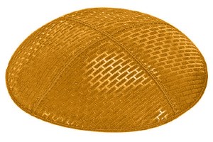 Gold Blind Embossed Brick Kippah without Trim