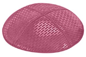 Hot Pink Blind Embossed Brick Kippah without Trim