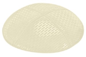 Ivory Blind Embossed Brick Kippah without Trim