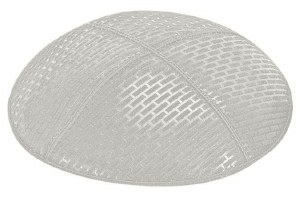 Light Grey Blind Embossed Brick Kippah without Trim