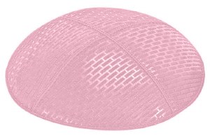 Light Pink Blind Embossed Brick Kippah without Trim