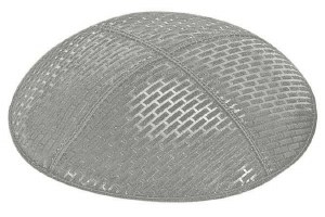 Medium Grey Blind Embossed Brick Kippah without Trim