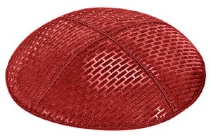 Red Blind Embossed Brick Kippah without Trim