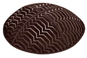 Brown Blind Embossed Kippah without Trim