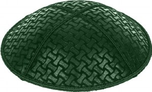 Green Blind Embossed Chain Link Kippah without Trim