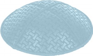 Light Blue Blind Embossed Chain Link Kippah without Trim