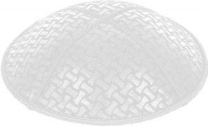 White Blind Embossed Chain Link Kippah without Trim